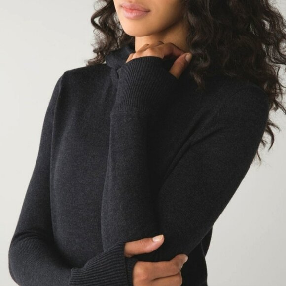 Lululemon Sweet Savasana Pullover Knit Cashmere Hoodie Heathered Black Size S - Picture 3 of 16